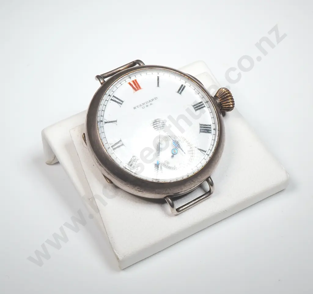 Vintage Sterling Silver Standard U.S.A Wristwatch - Trench Watch Image 1++