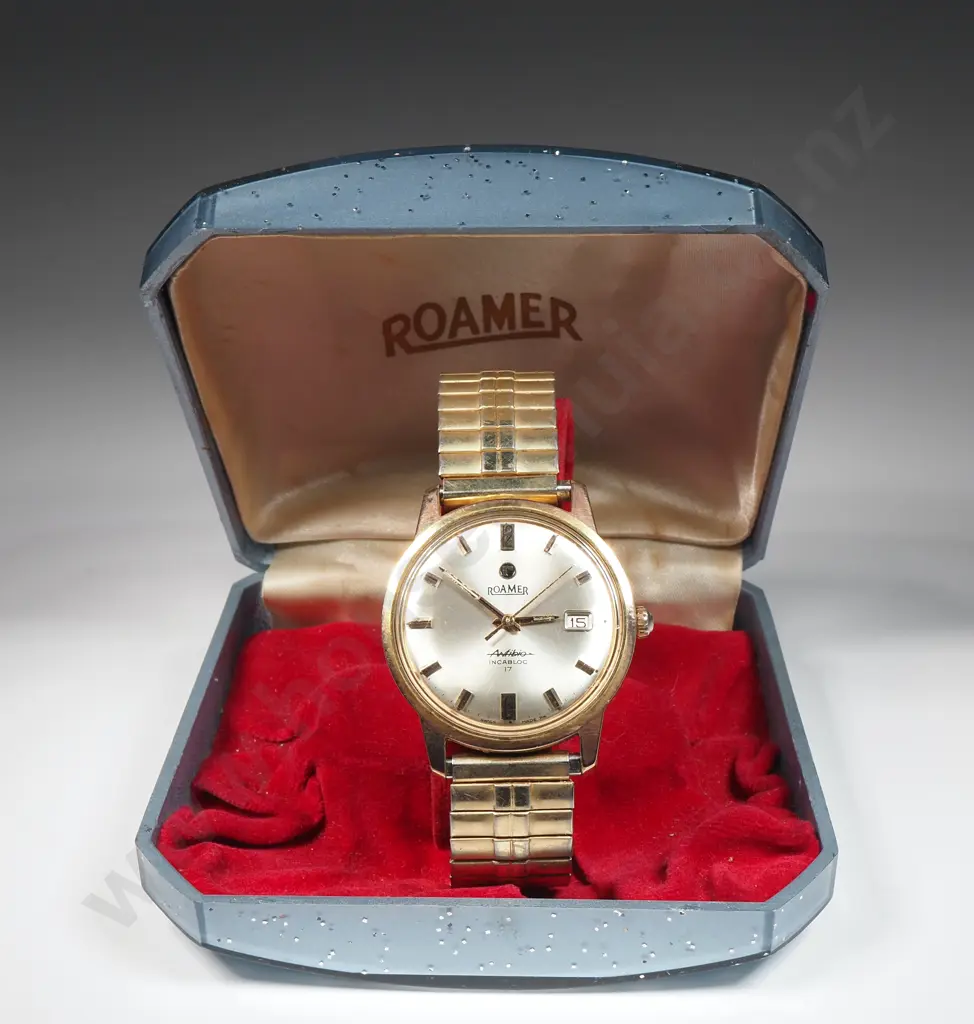 Roamer Anfibio Incabloc 17 Mens Wristwatch In Original Case Image 1++