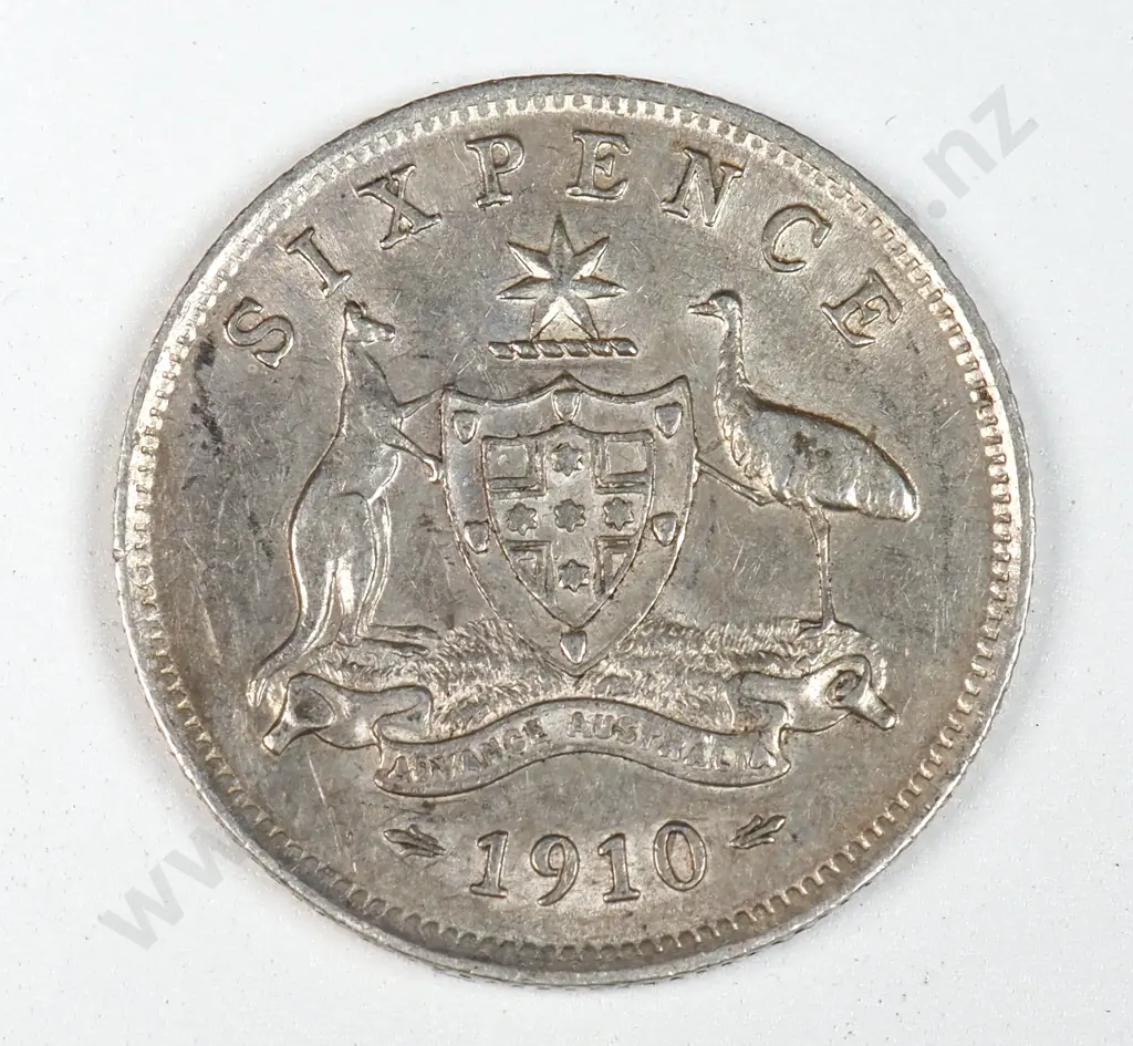 Australia 1910 Sixpence, Very Fine Image 1++