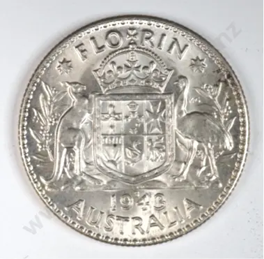 Australia 1943 'S' Florin, Almost Uncirculated Image 1++