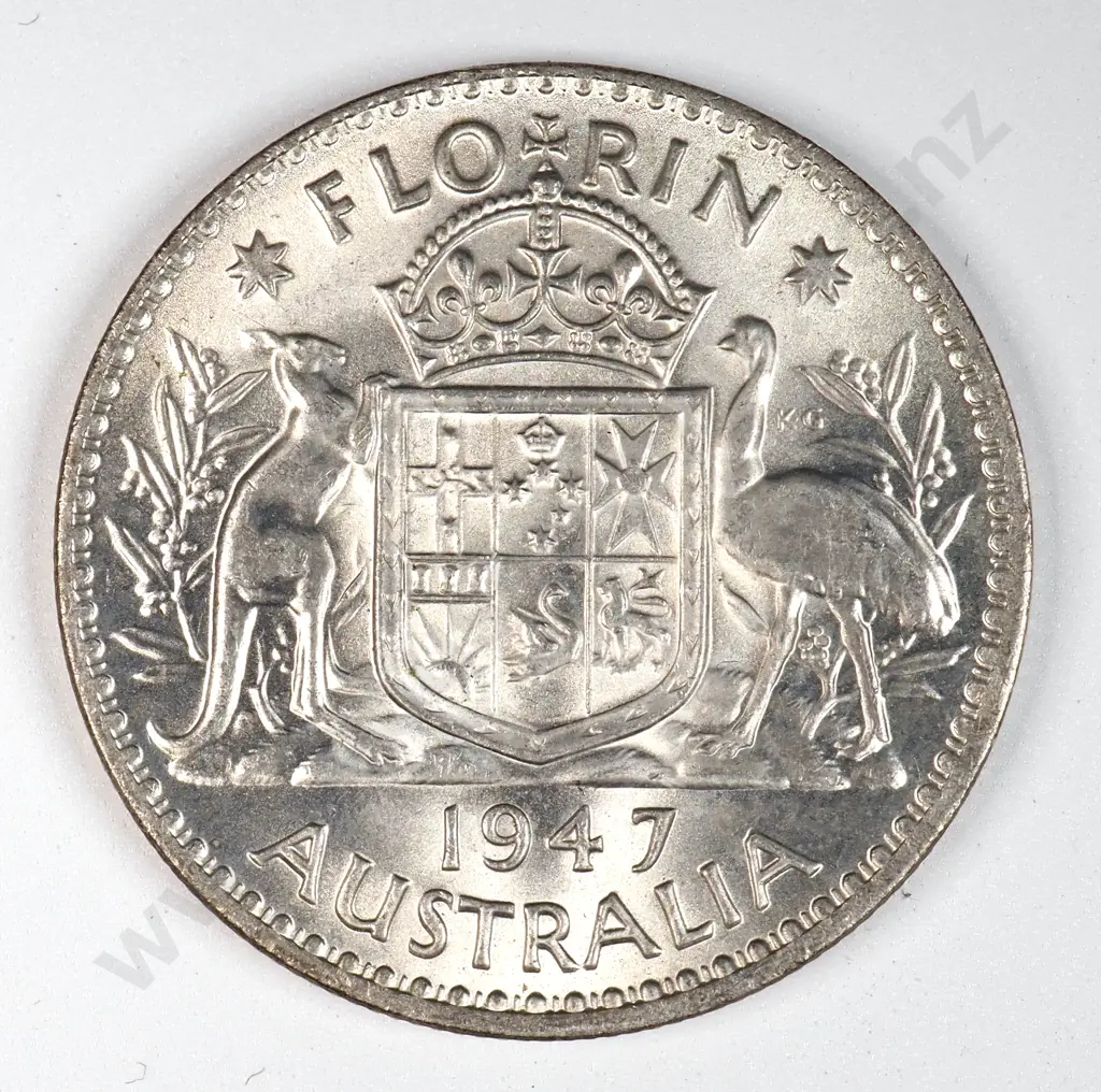 Australia 1947 Florin, Almost Uncirculated Image 1++