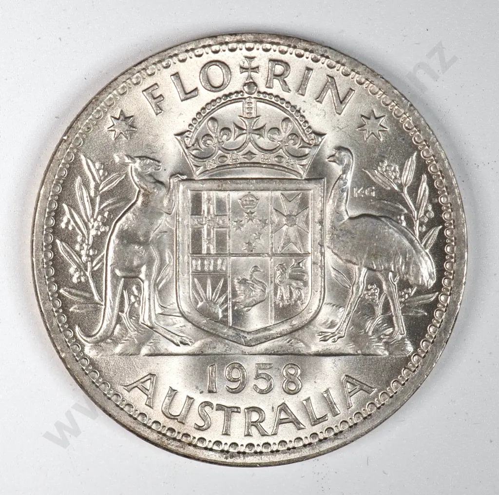 Australia 1958 Florin, Uncirculated Image 1++
