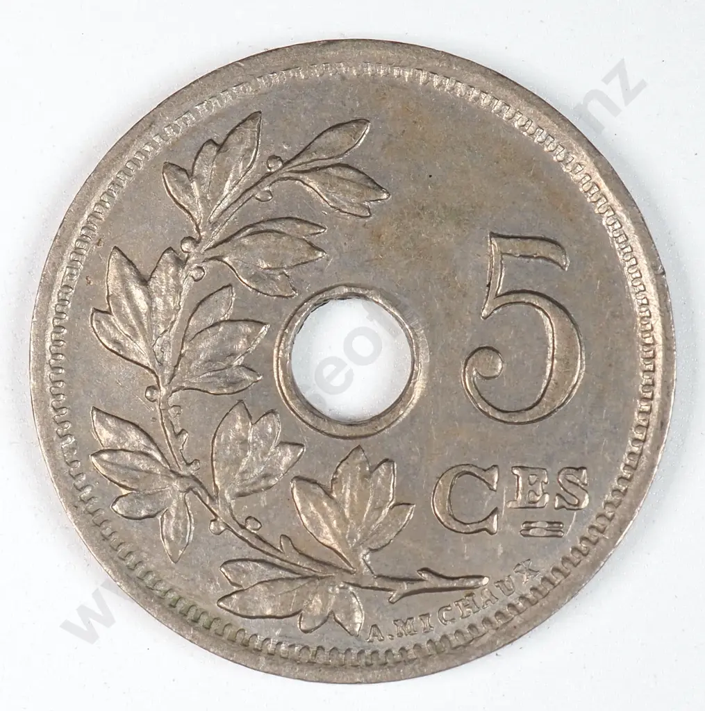 Belgium 1902 Five Centimes, Almost Uncirculated Image 1++