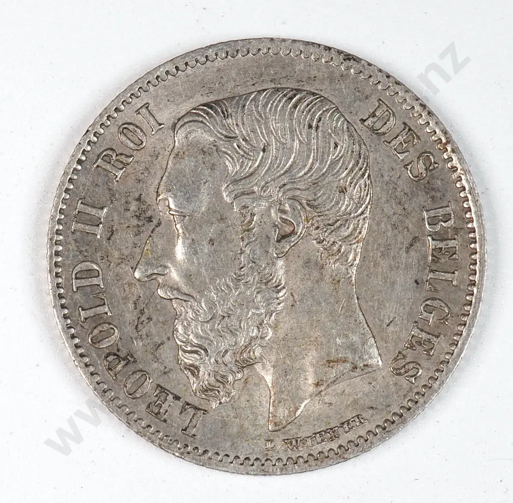 Belgium 1866 Fifty Centimes, Extremely Fine Image 1++