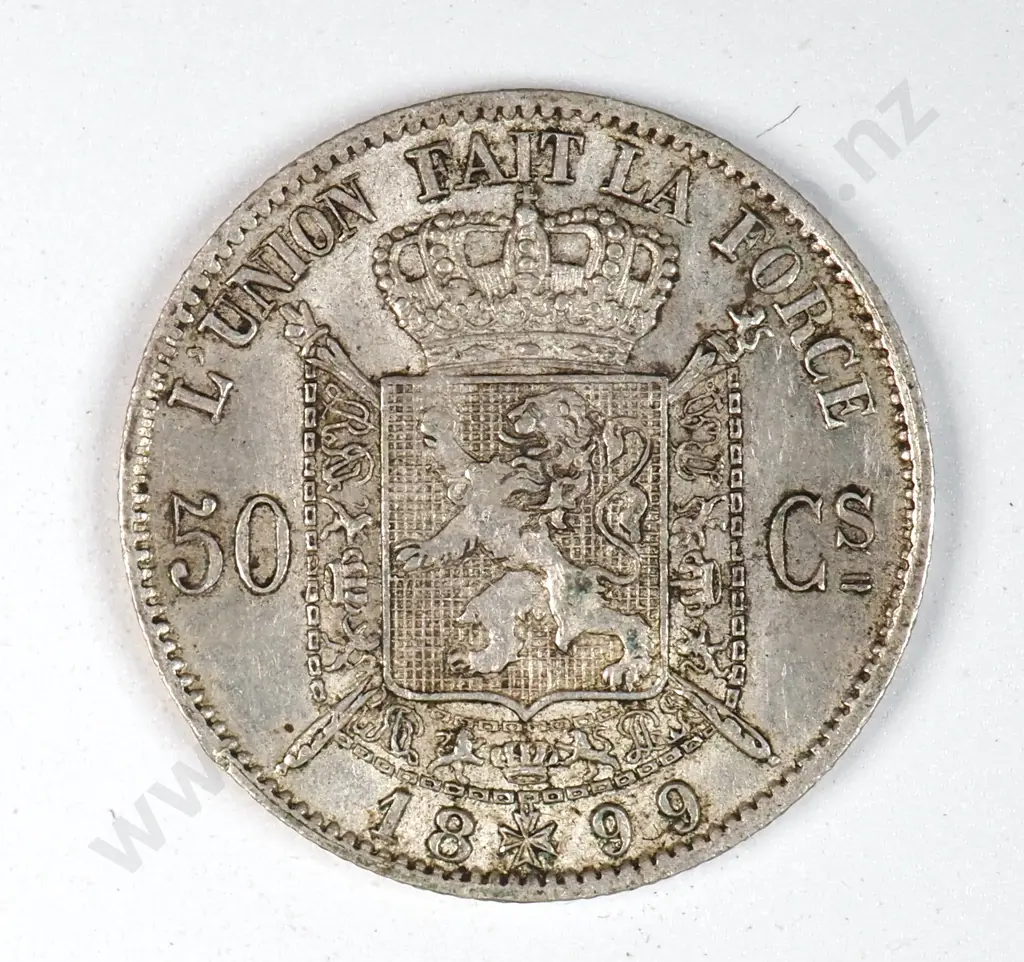 Belgium 1899 Fifty Centimes, Extremely Fine Image 1++