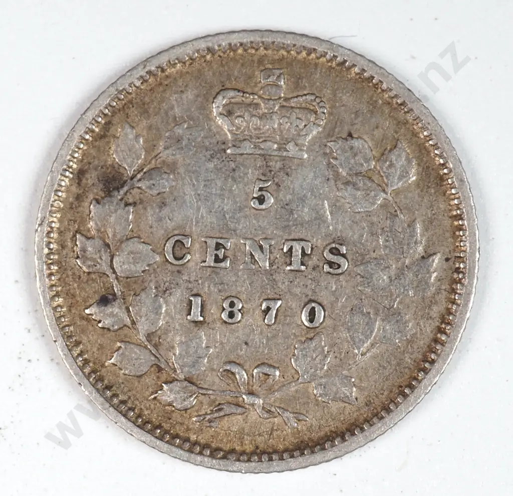 Canada 1870 Five Cents, Very Fine Image 1++