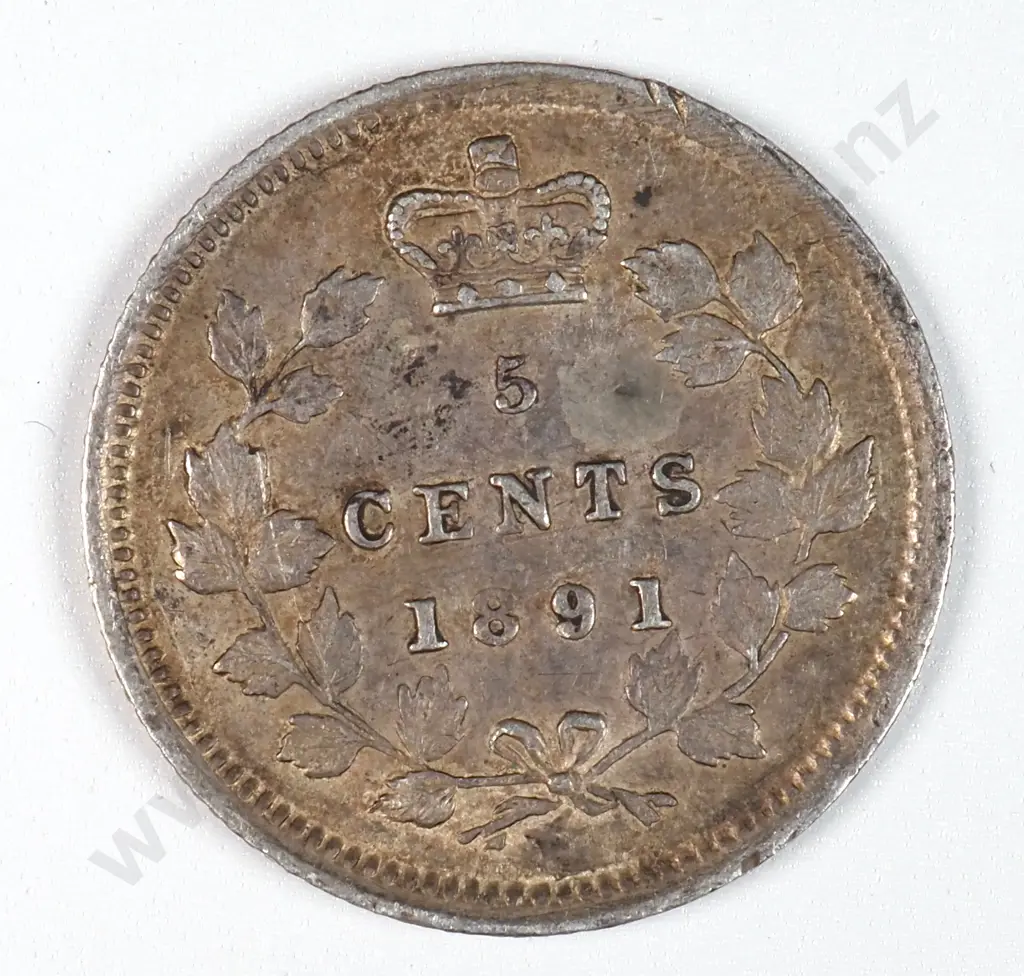 Canada 1891 Five Cents, Very Fine Image 1++