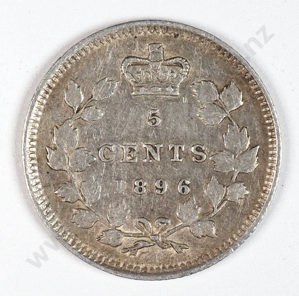 Canada 1896 Five Cents, Very Fine Image 1++