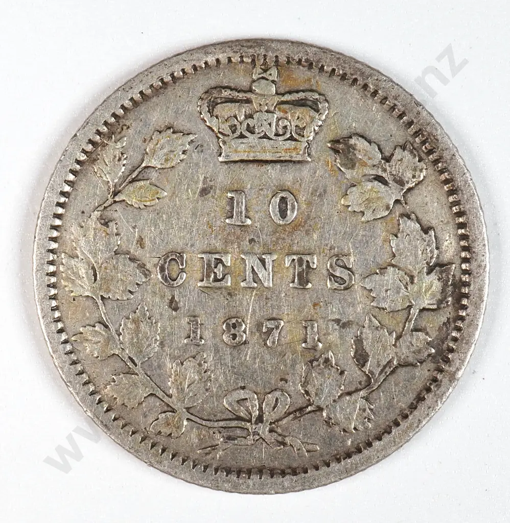 Canada 1871 Ten Cents, Fine Image 1++