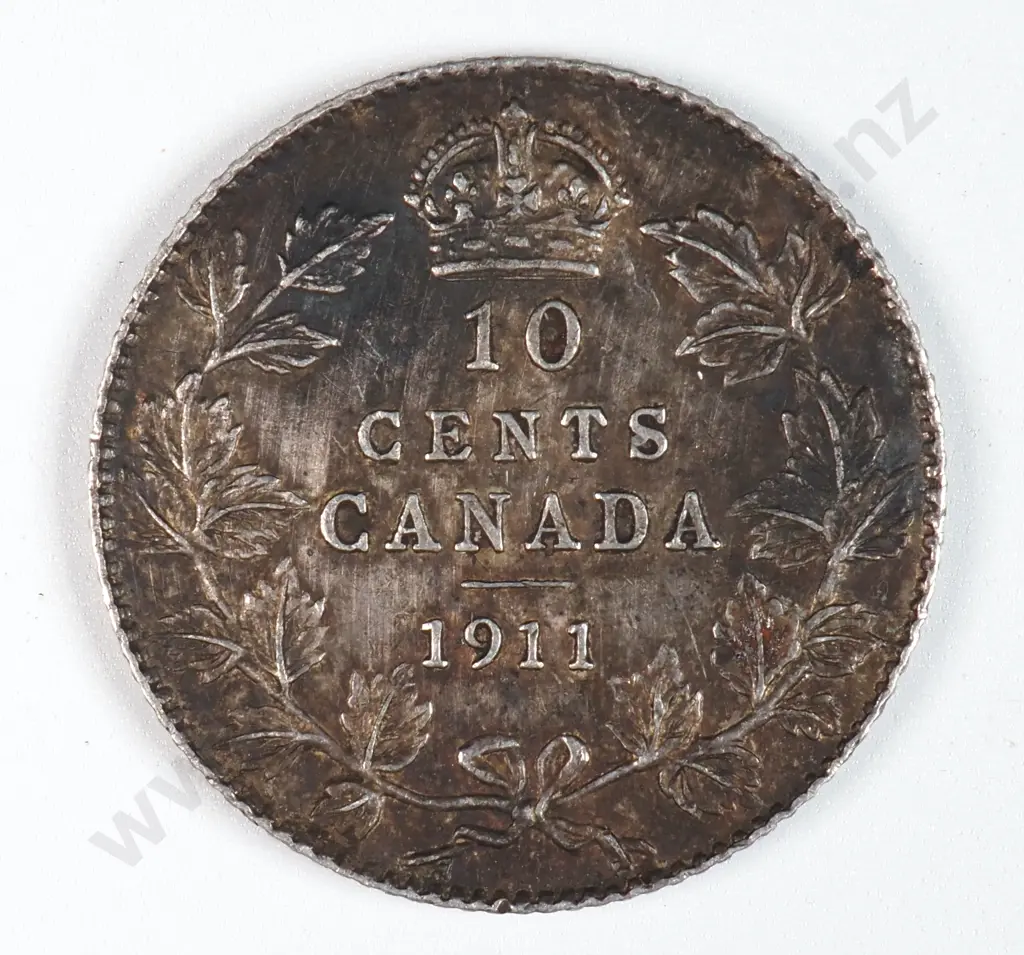 Canada 1911 Ten Cents, Extremely Fine ( Dark Tone ) Image 1++