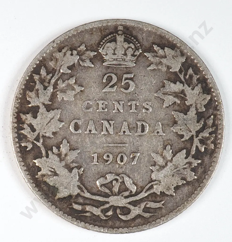 Canada 1907 Twenty Five Cents, Fine Image 1++
