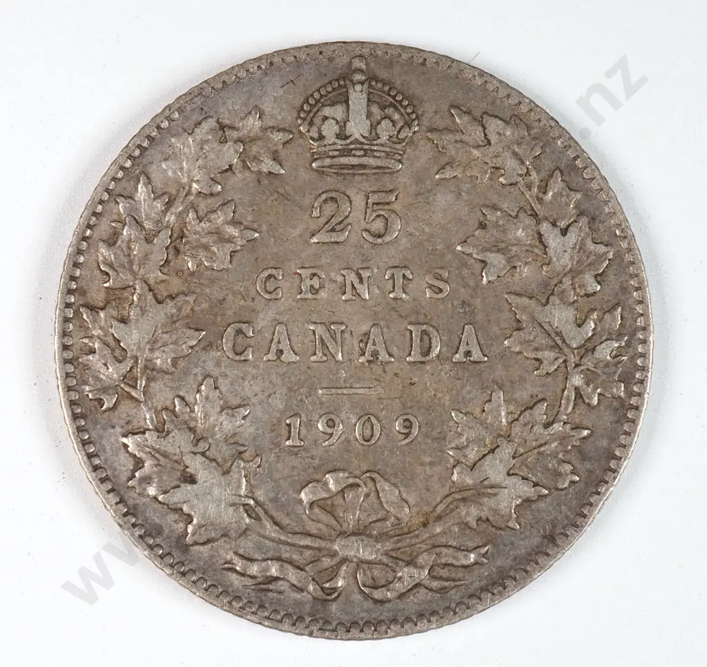 Canada 1909 Twenty Five Cents, Fine Image 1++