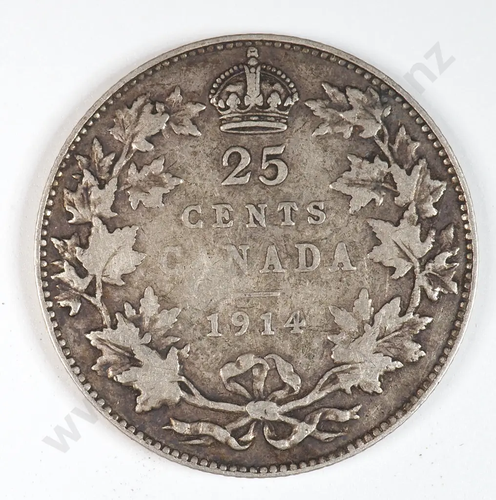 Canada 1914 Twenty Five Cents, Fine Image 1++
