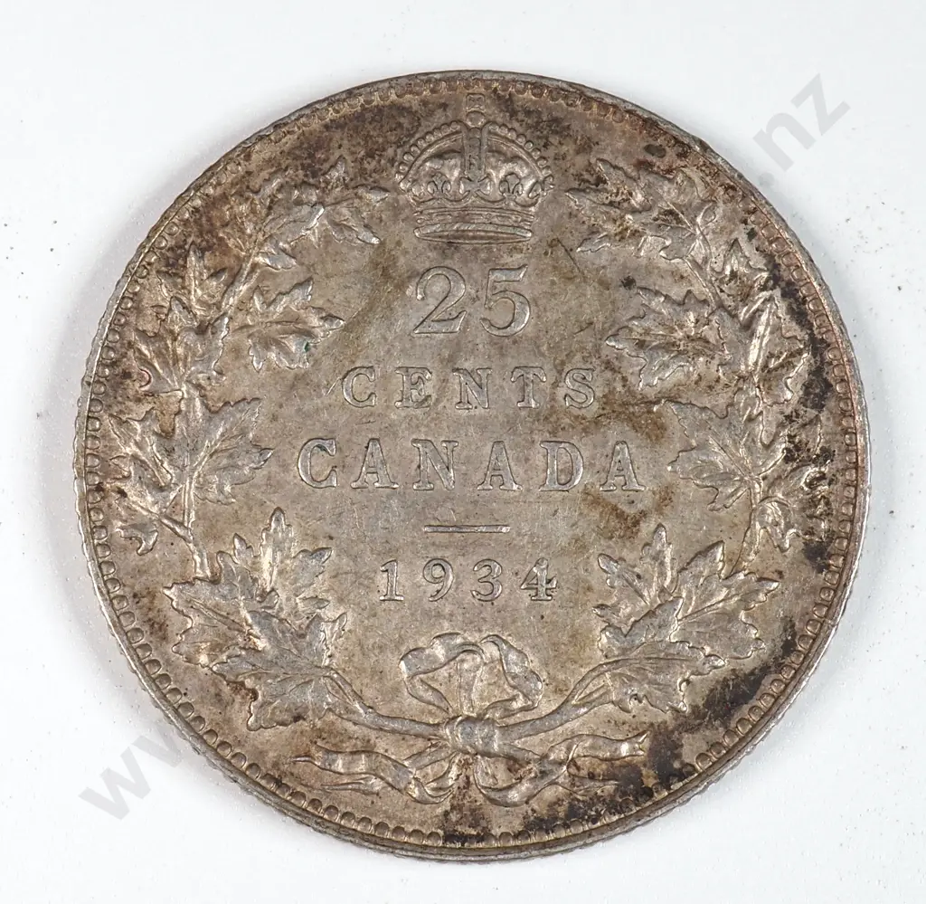 Canada 1934 Twenty Five Cents, Extremely Fine Image 1++