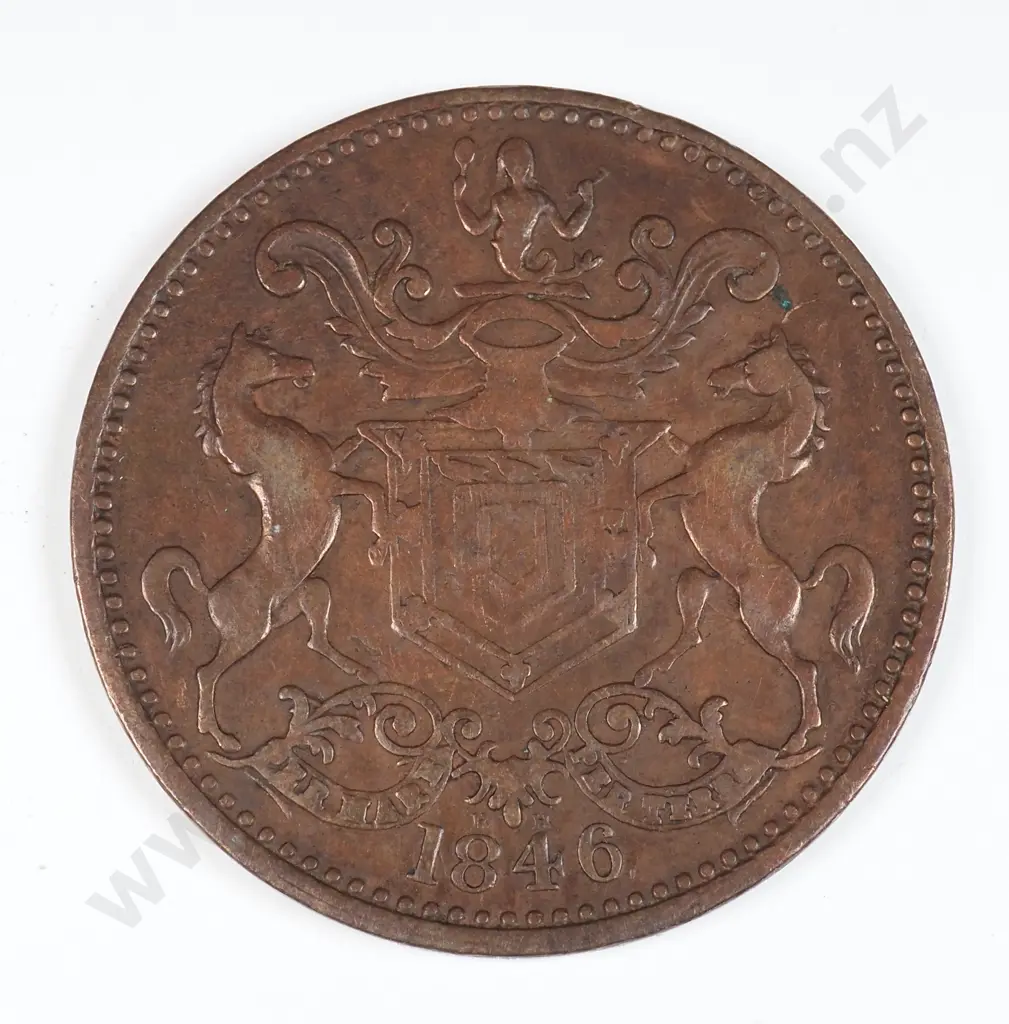 Canada 1846 Newfoundland Halfpenny Token, Very Fine Image 1++