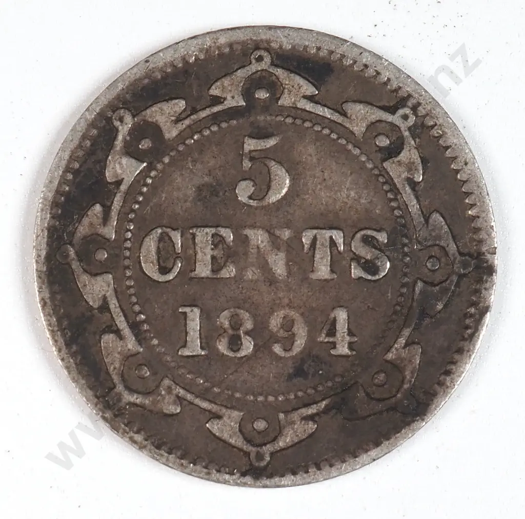 Canada 1894 Newfoundland Five Cents, Fine Image 1++