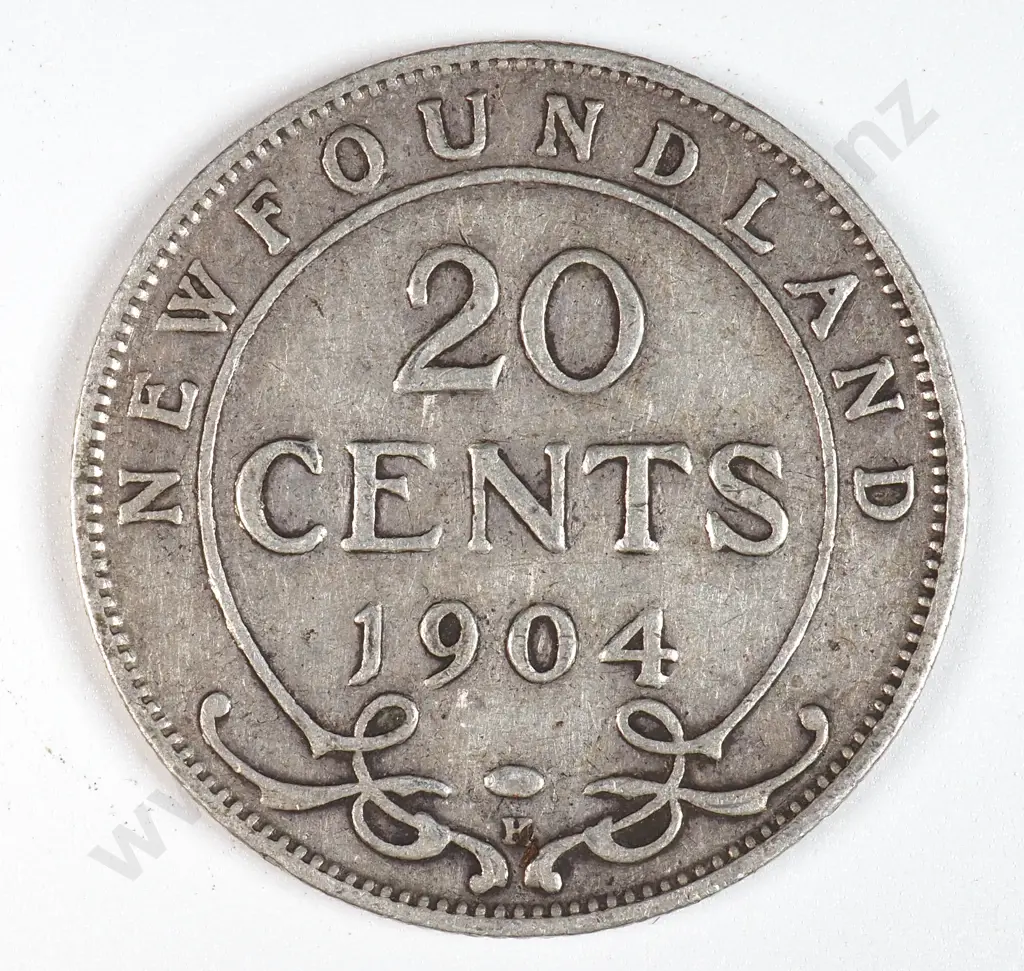 Canada 1904 'H' Newfoundland Twenty Cents, Fine Image 1++