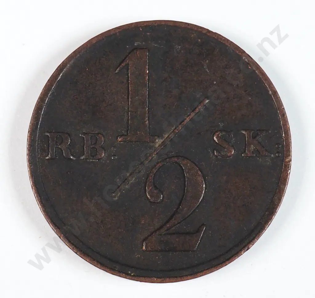 Denmark 1838 Half Rigsbankskilling, Very Fine Image 1++