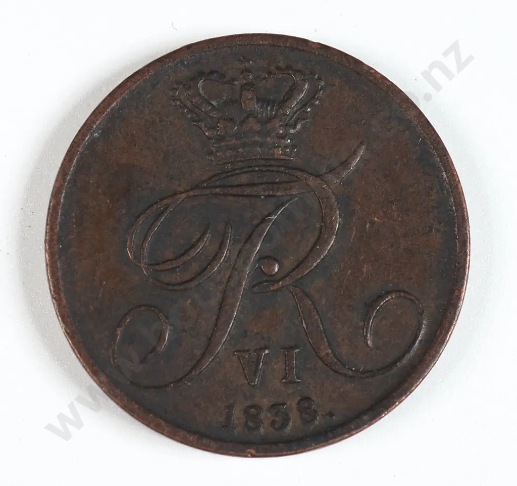 Denmark 1838 Half Rigsbankskilling, Very Fine Image 1++