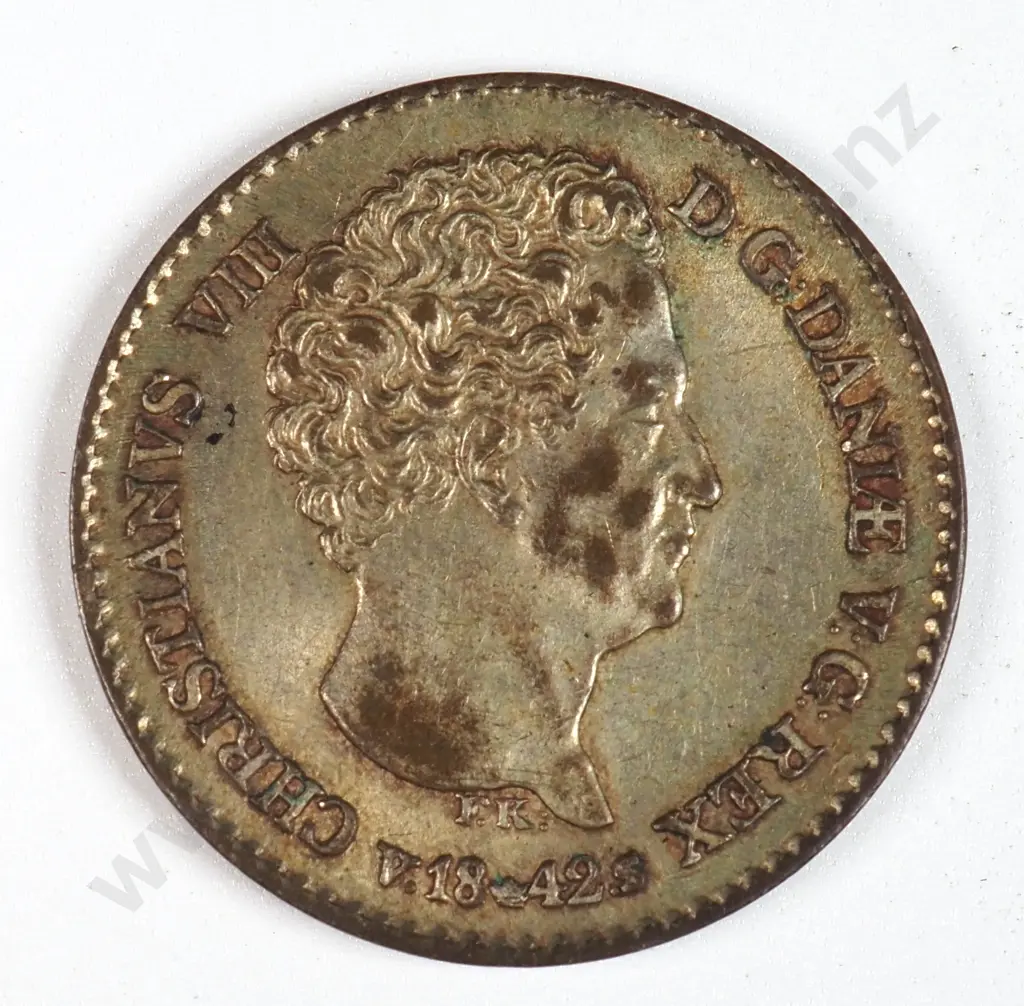 Denmark 1842 Four Rigsbankskilling, Extremelyy Fine Image 1++