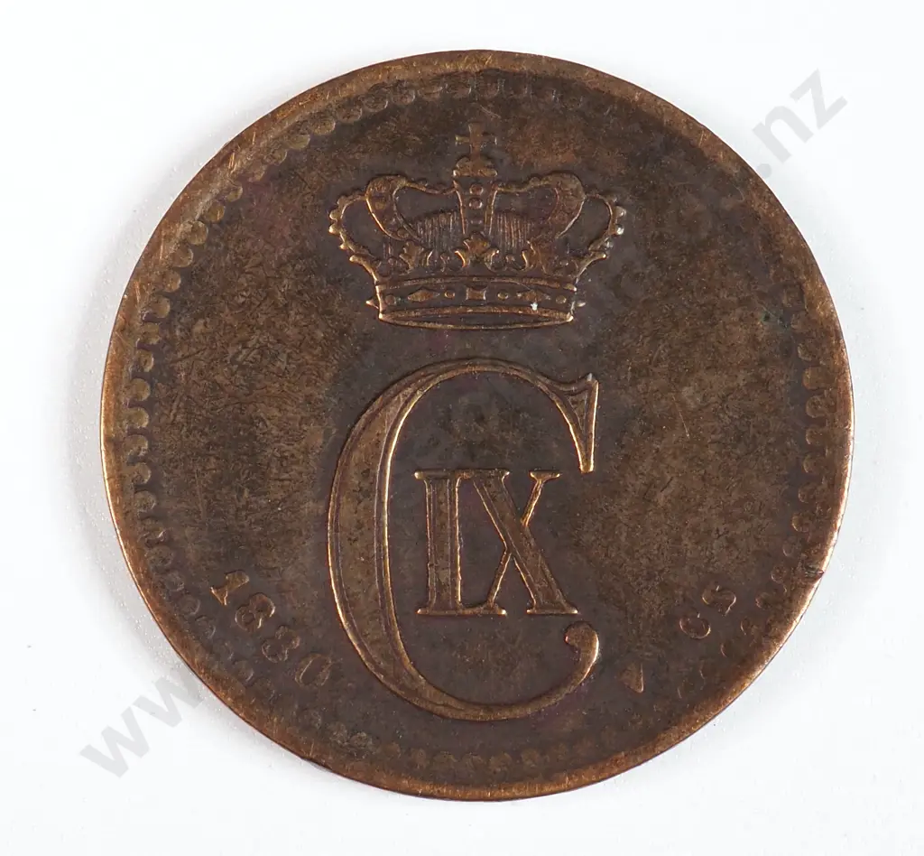 Denmark 1880 One Ore, Very Fine ( Cleaned ) Image 1++
