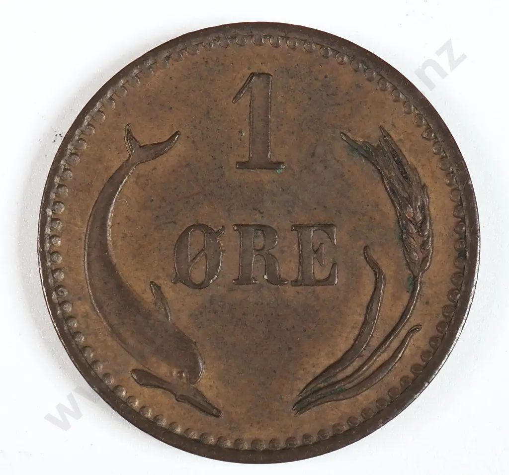 Denmark 1883 One Ore, Extremely Fine Image 1++