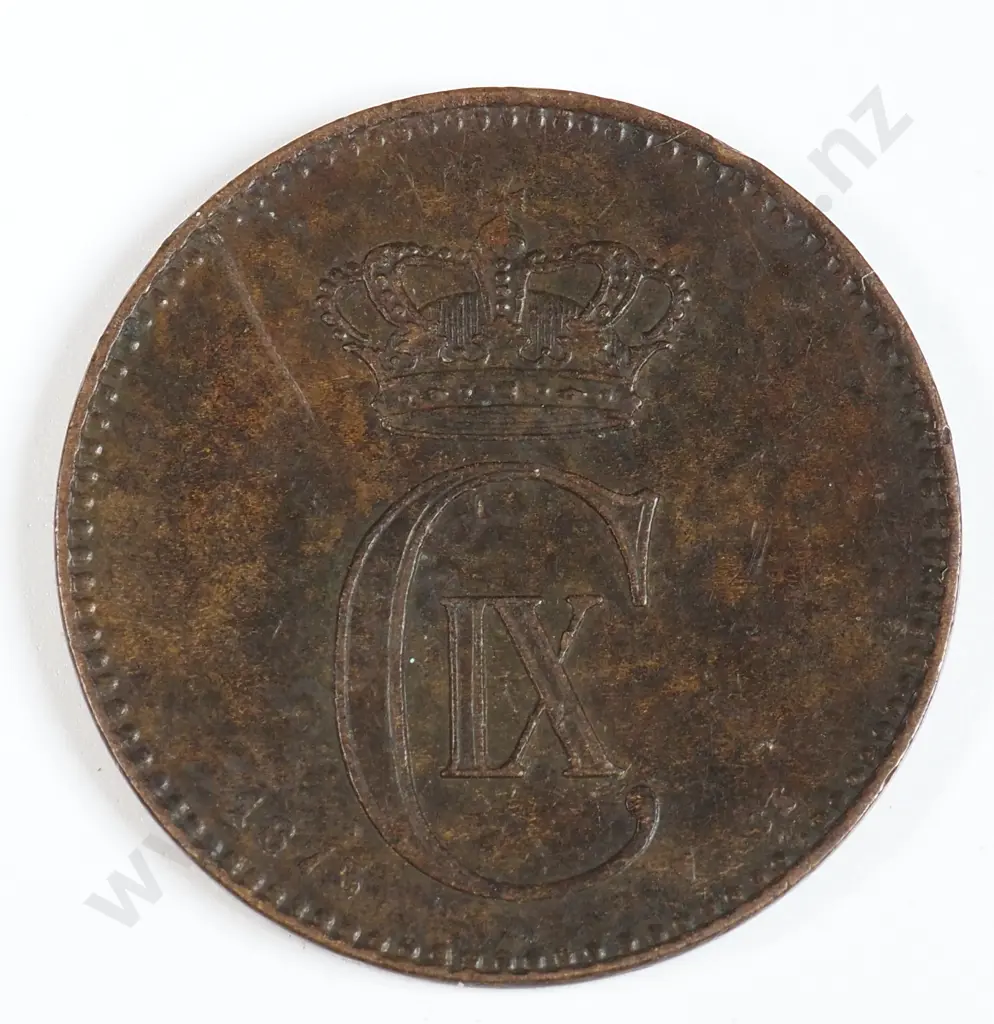 Denmark 1875 Two Ore, Very Fine Image 1++