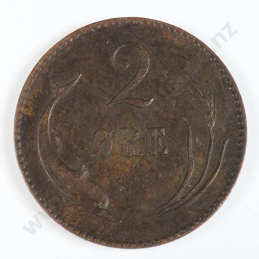 Denmark 1875 Two Ore, Very Fine Image 1++