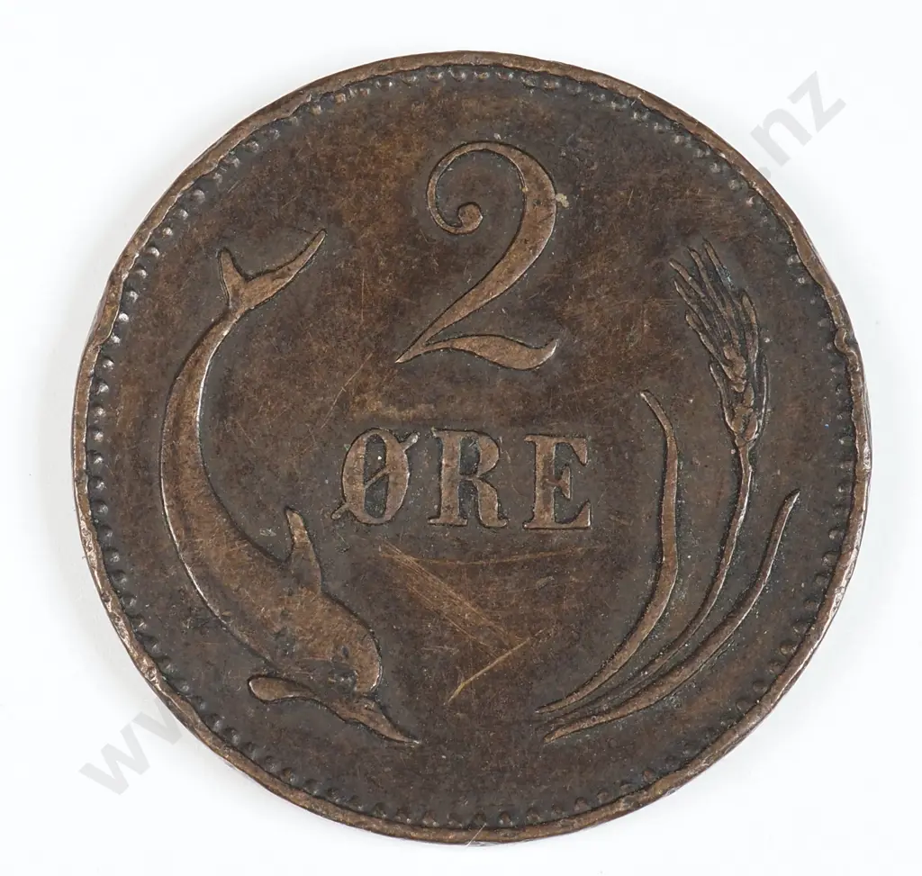 Denmark 1881 Two Ore, Very Fine Image 1++