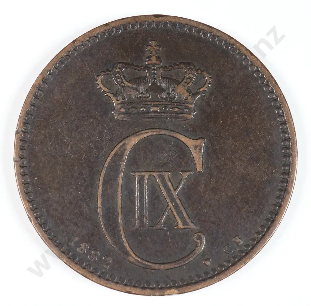 Denmark 1882 Five Ore, Very Fine Image 1++