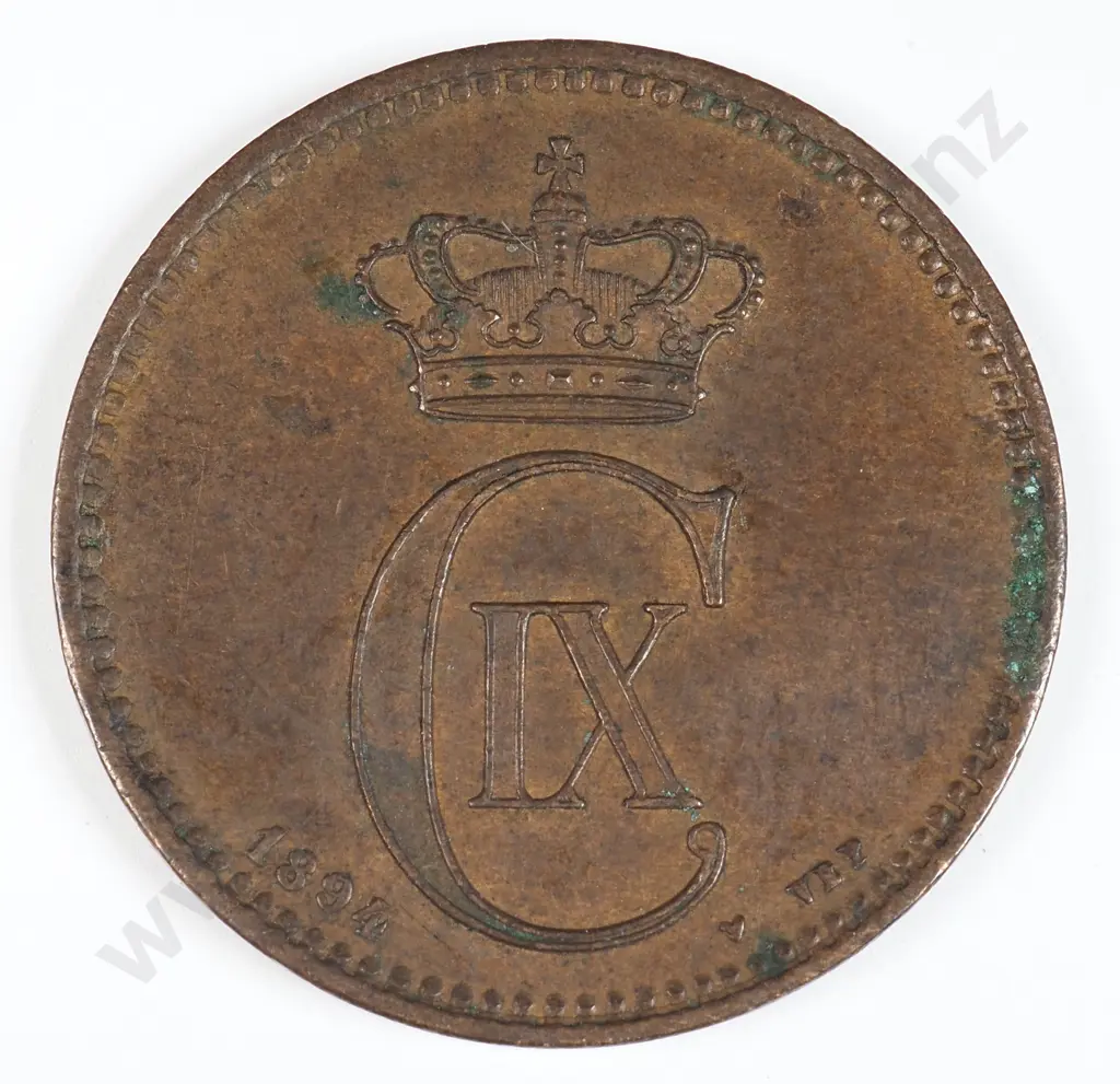 Denmark 1894 Five Ore, Extremely Fine Image 1++
