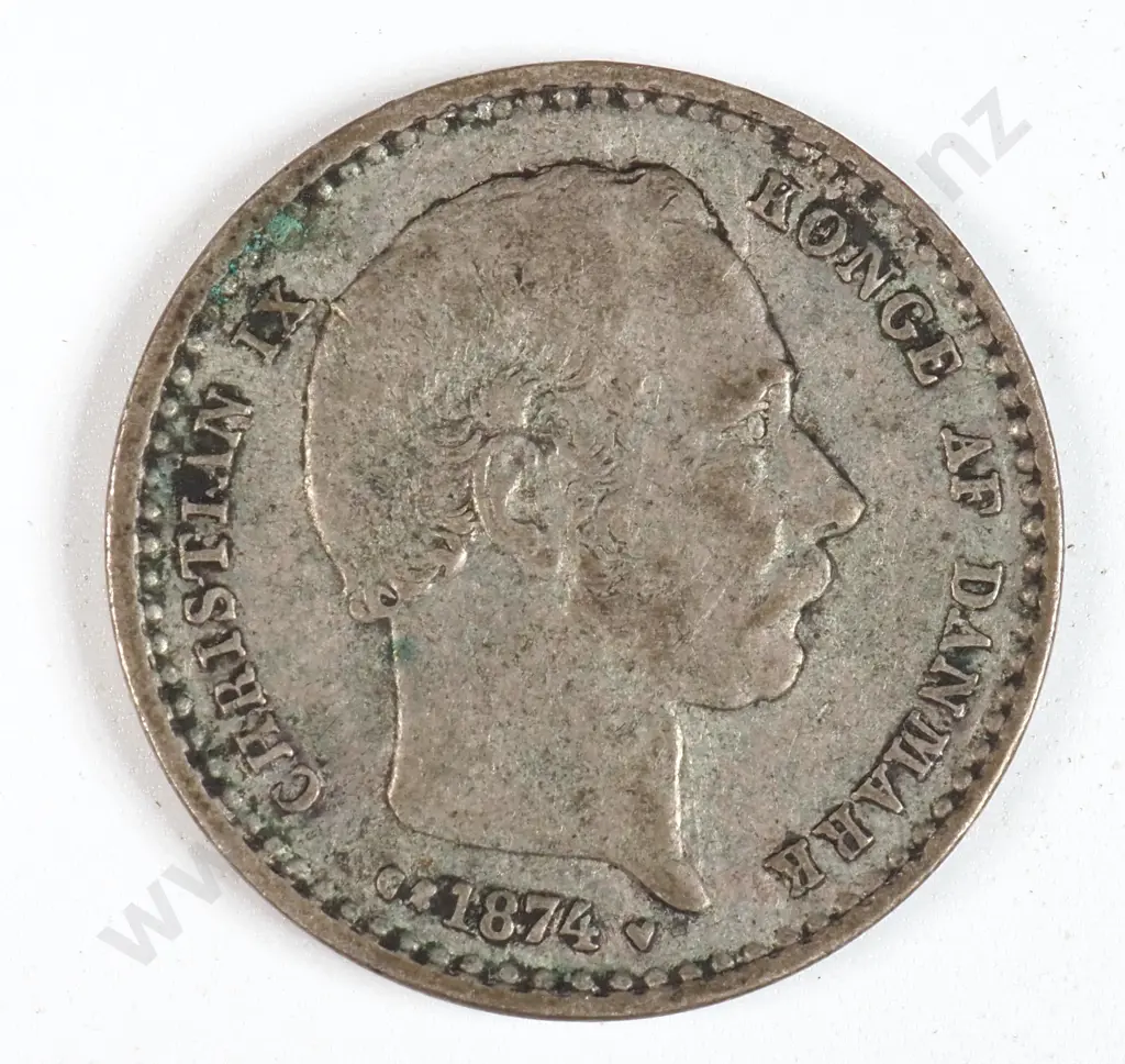 Denmark 1874 Twenty Five Ore, Very Fine Image 1++