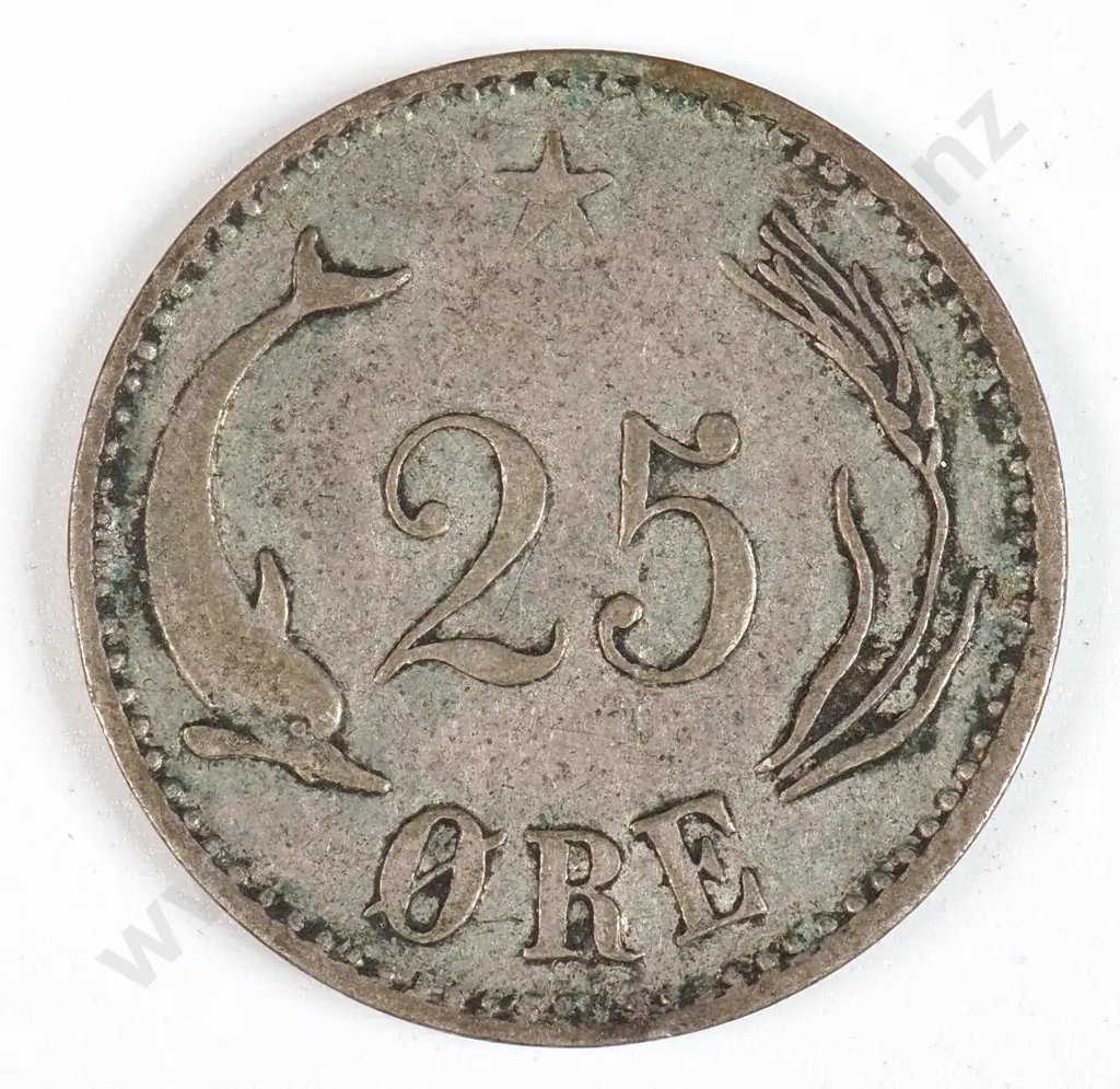 Denmark 1874 Twenty Five Ore, Very Fine Image 1++