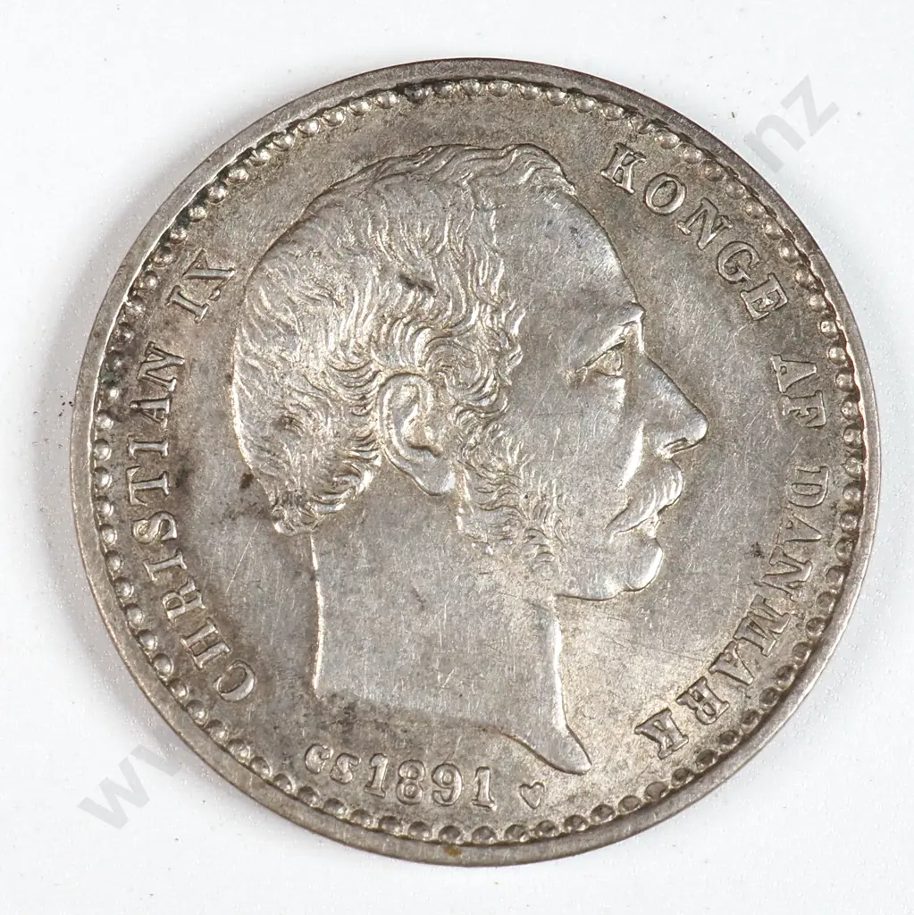 Denmark 1891 Twenty Five Ore, Extremely Fine Image 1++