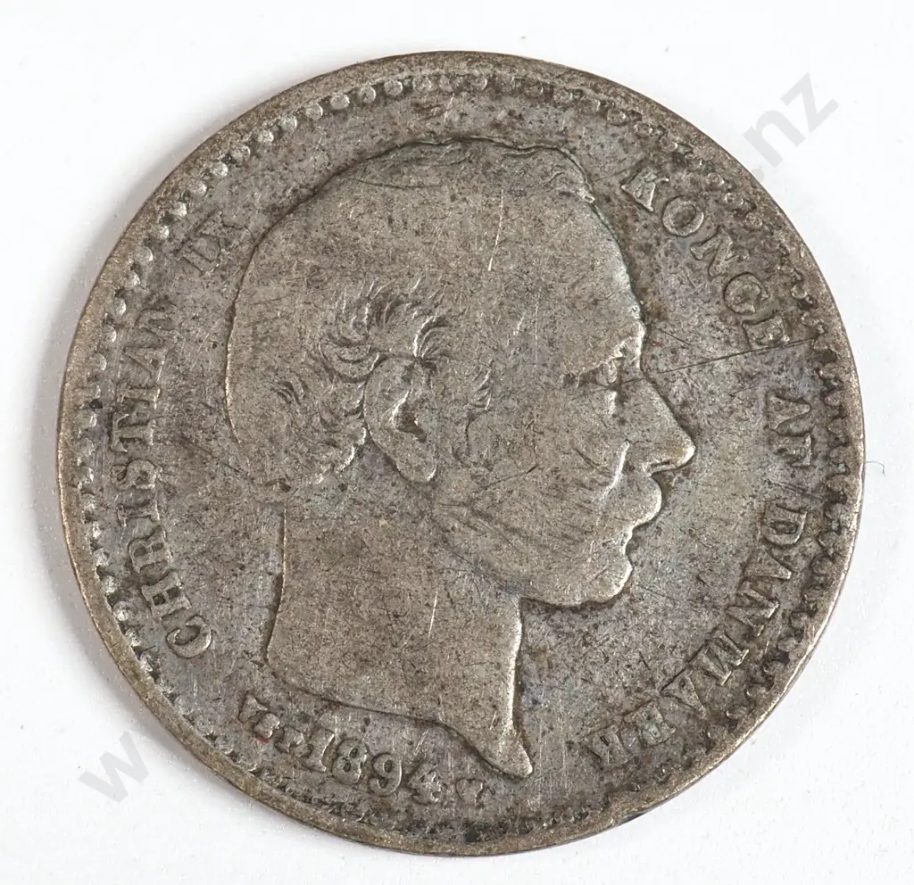 Denmark 1894 Twenty Five Ore, Fine Image 1++