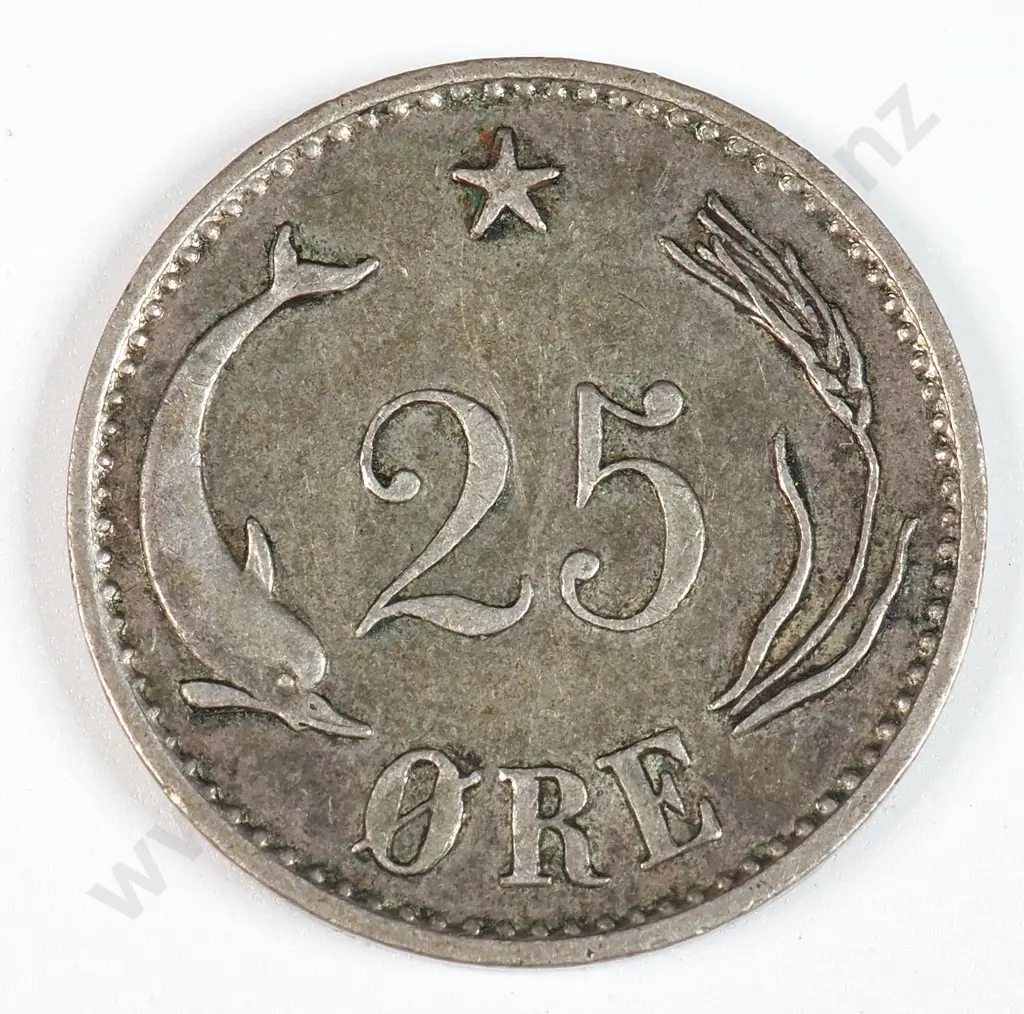 Denmark 1904 Twenty Five Ore, Very Fine Image 1++