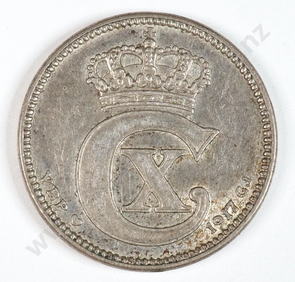 Denmark 1917 Twenty Five Ore, Extremely Fine Image 1++