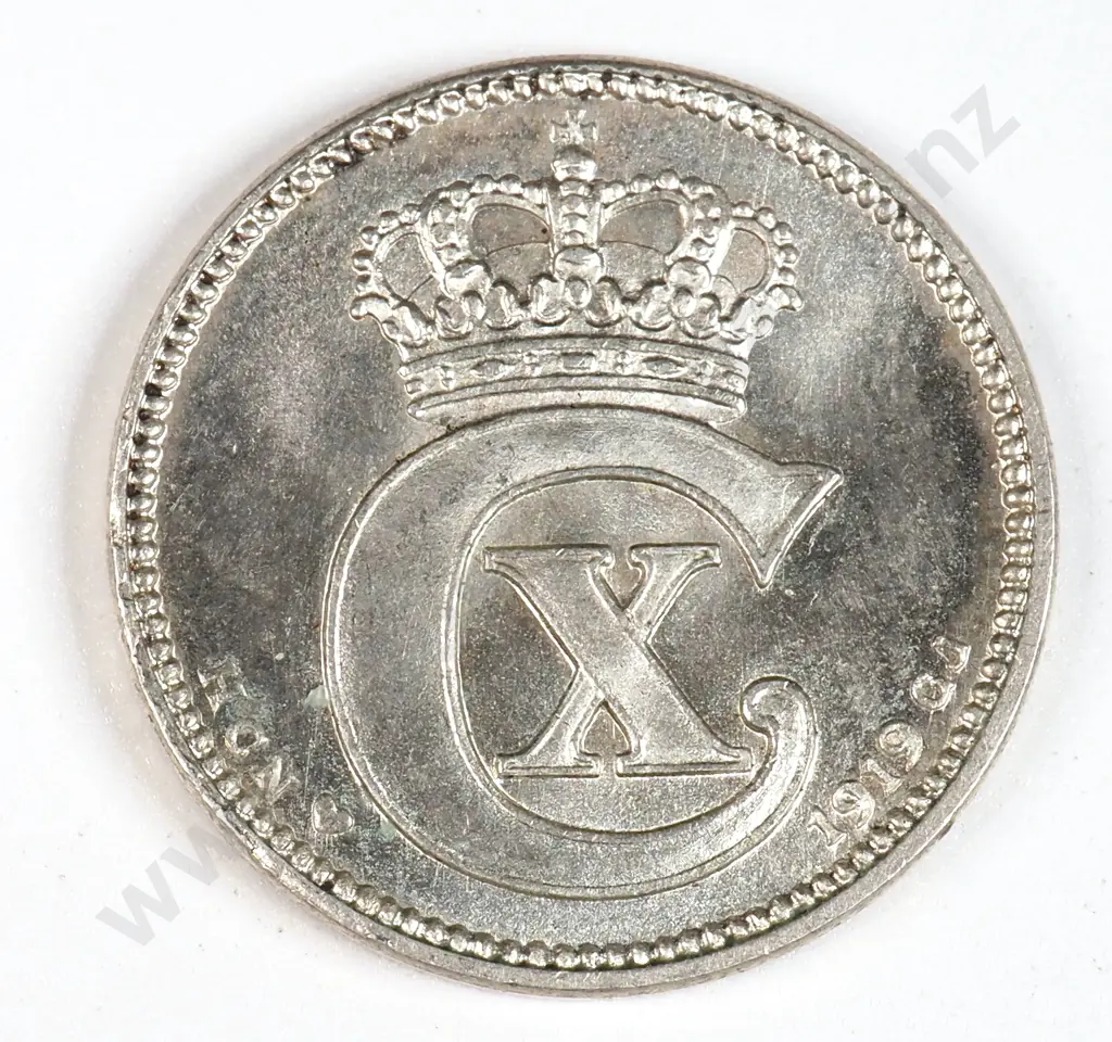 Denmark 1919 Twenty Five Ore, Uncirculated Image 1++