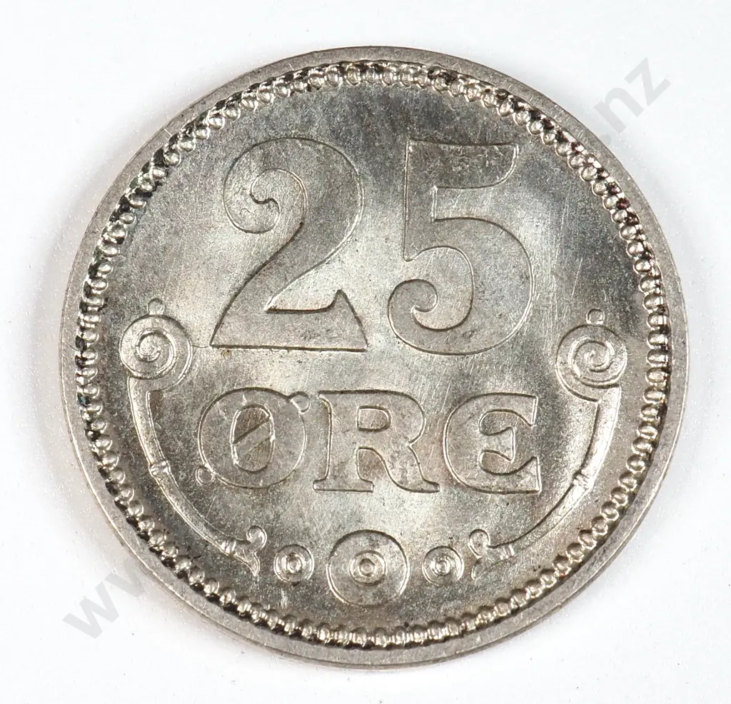 Denmark 1919 Twenty Five Ore, Uncirculated Image 1++