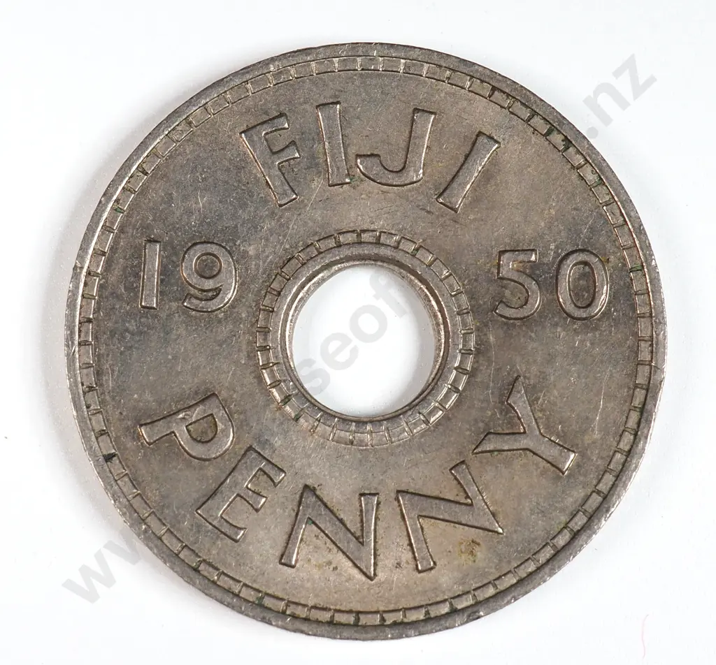 Fiji 1950 One Penny, Almost Uncirculated Image 1++