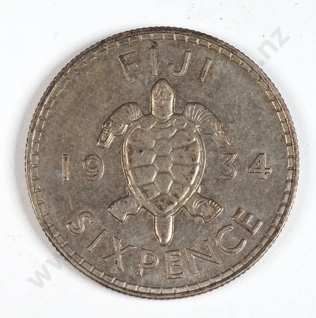 Fiji 1934 Sixpence, Almost Uncirculated Image 1++