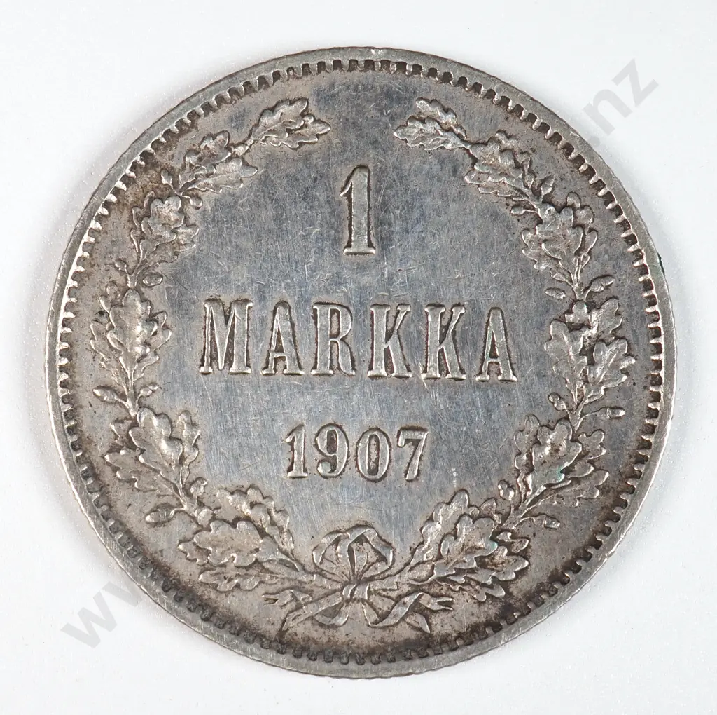 Finland 1907 One Markka, Extremely Fine Image 1++