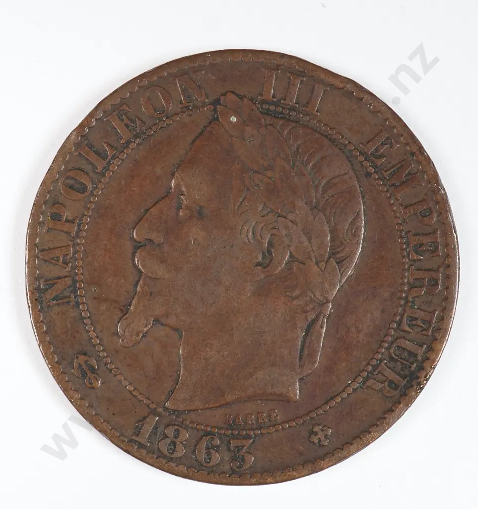 France 1863 'BB' Five Centimes, Very Fine Image 1++