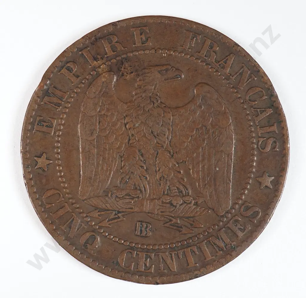 France 1863 'BB' Five Centimes, Very Fine Image 1++