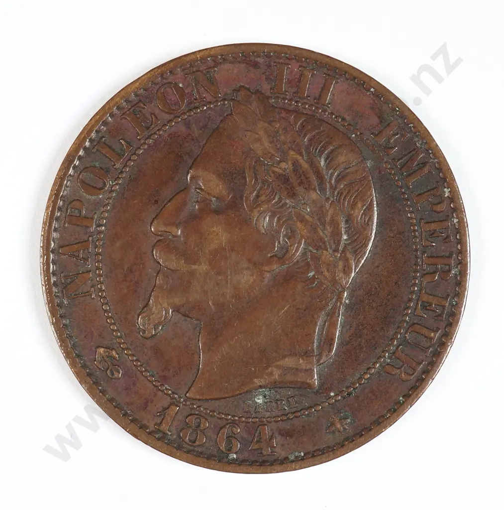 France 1864 'A' Five Centimes, Very Fine Image 1++