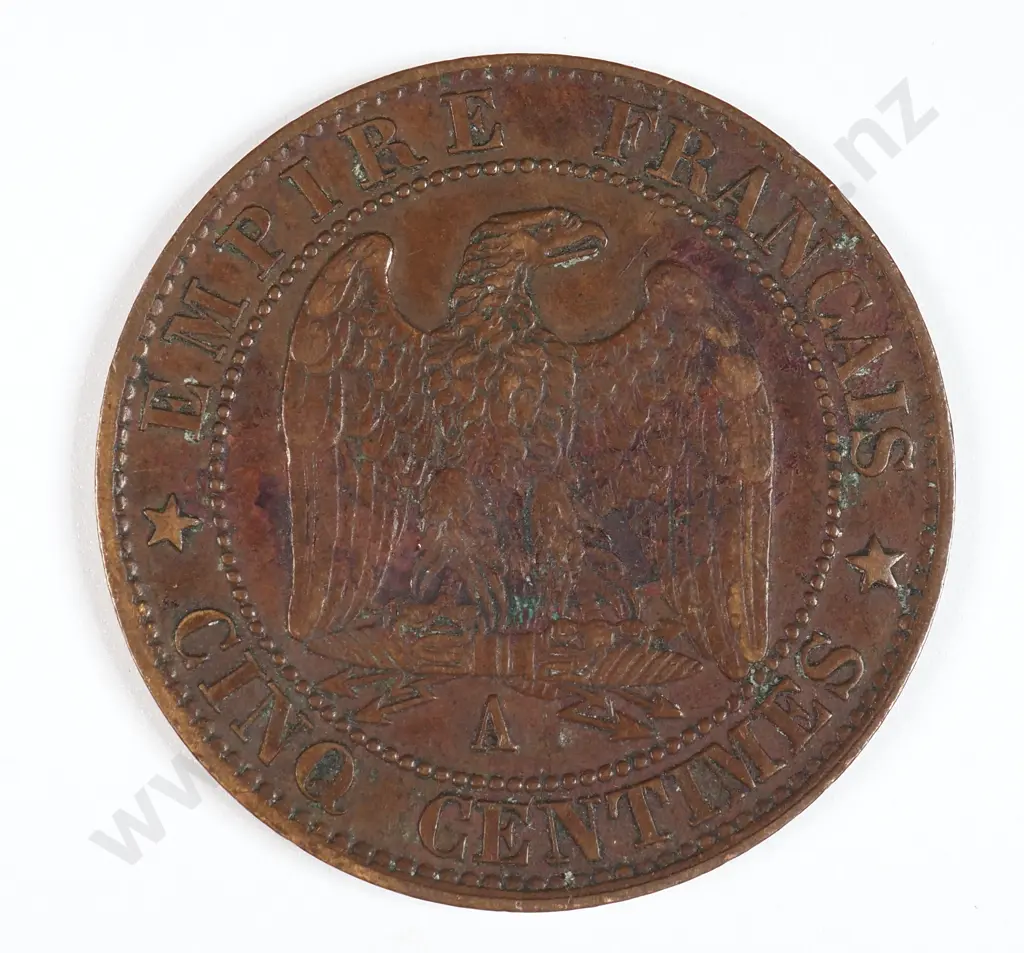 France 1864 'A' Five Centimes, Very Fine Image 1++