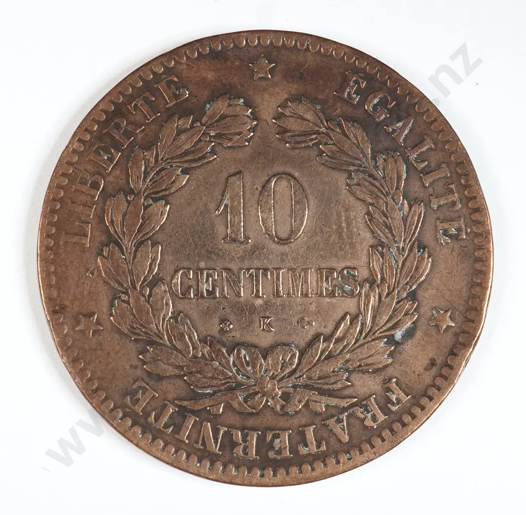 France 1871 'K' Ten Centimes, Very Fine Image 1++