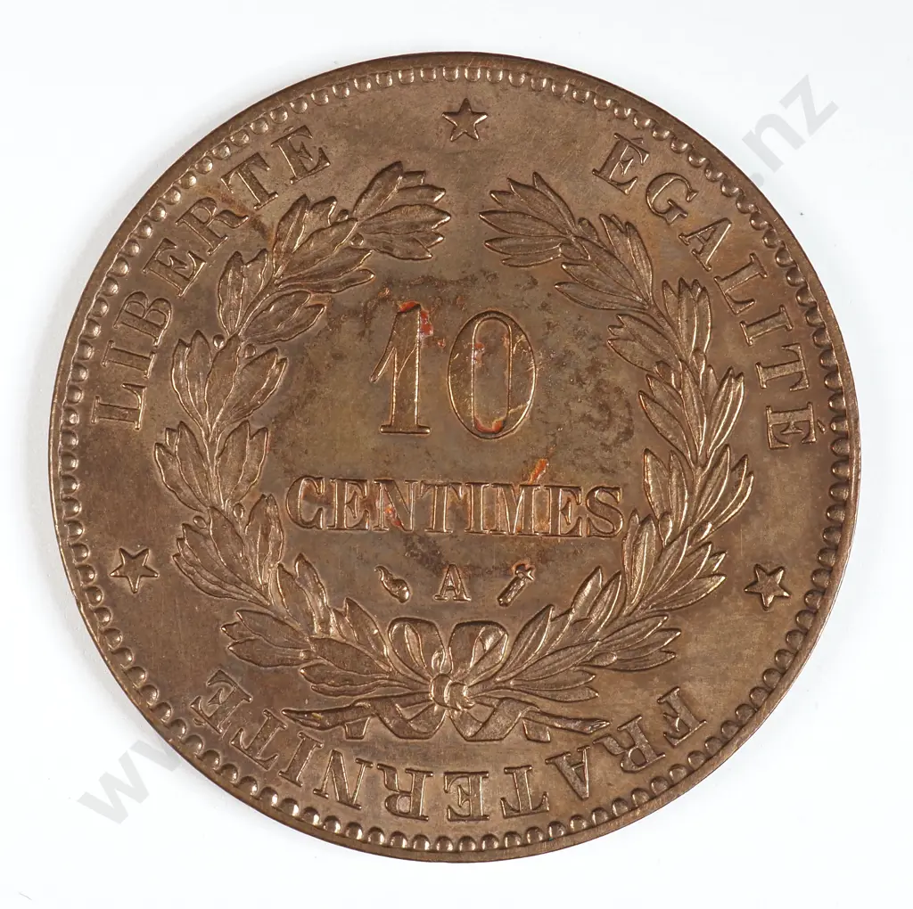 France 1888 'A' Ten Centimes, Extremely Fine Image 1++
