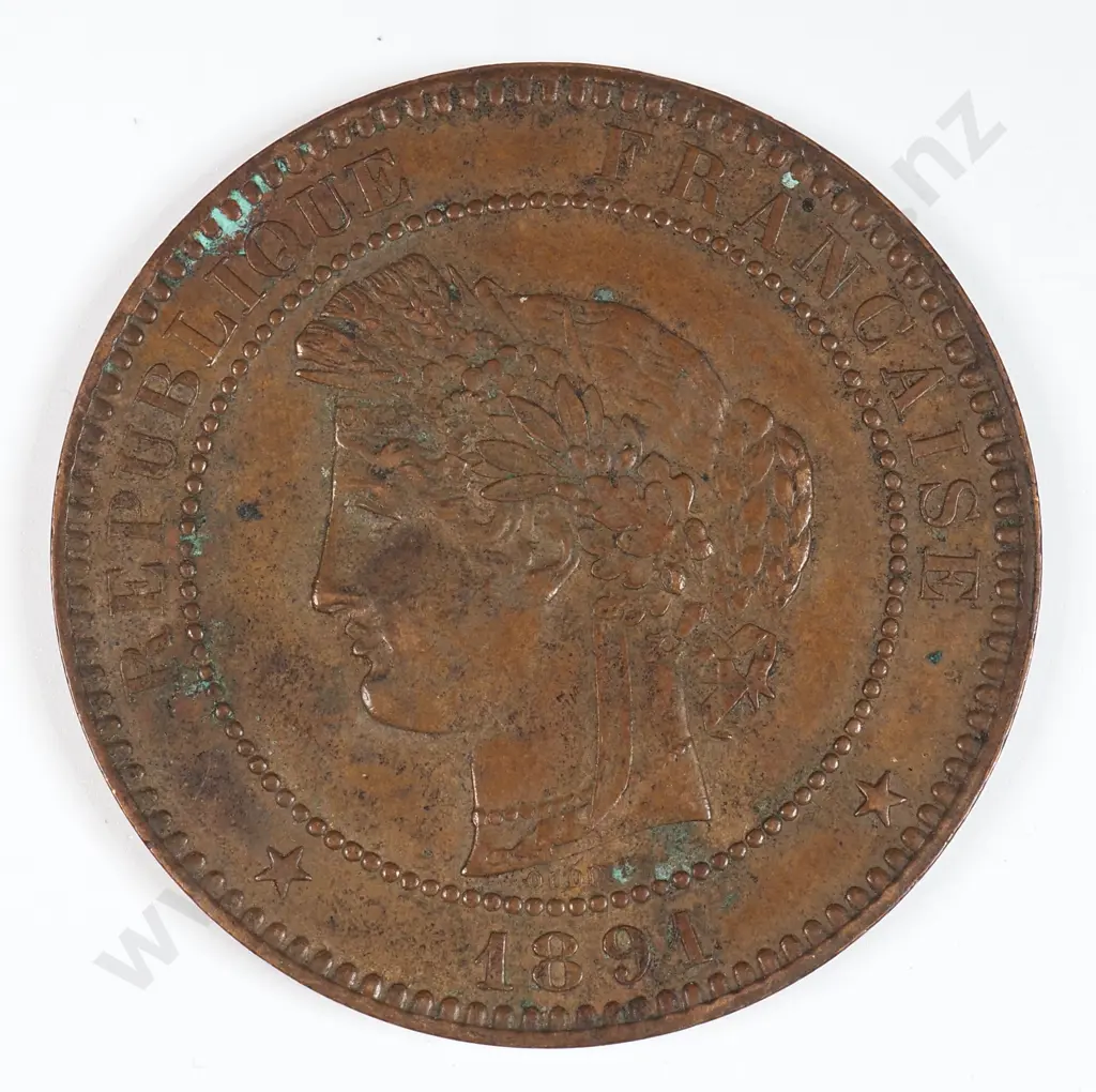 France 1891 'A' Ten Centimes, Extremely Fine Image 1++