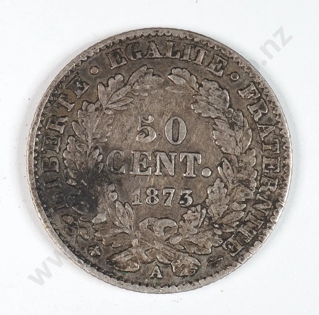 France 1873 'A' Fifty Centimes, Very Fine Image 1++